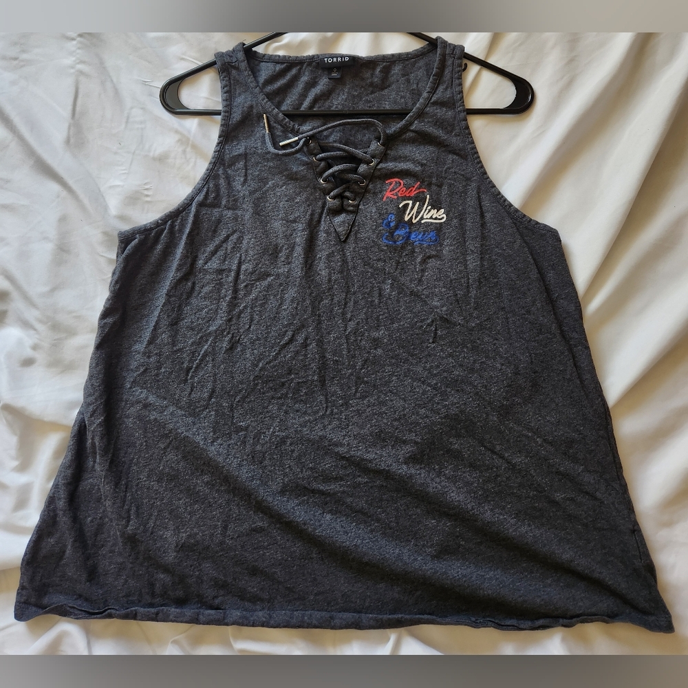 Torrid Women's Gray Lace-Up Tank Top